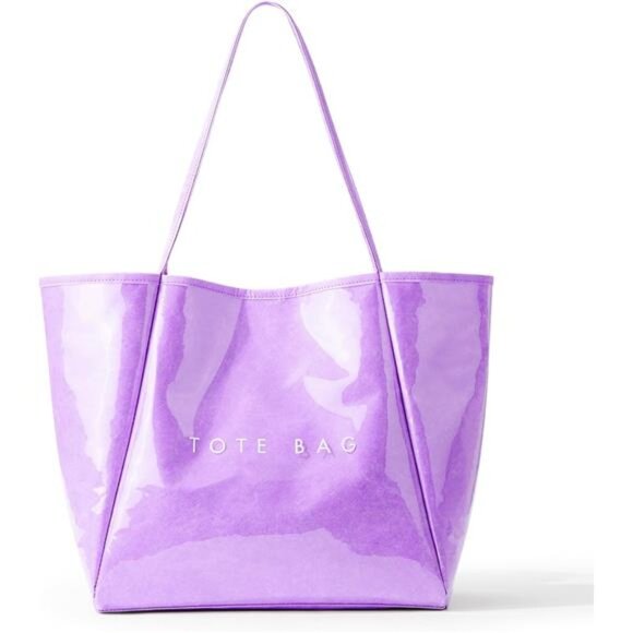 Women’s Large PVC Violet Tote Bag Oversized Shopper Handbag with Shoulder Straps - Picture 2 of 5